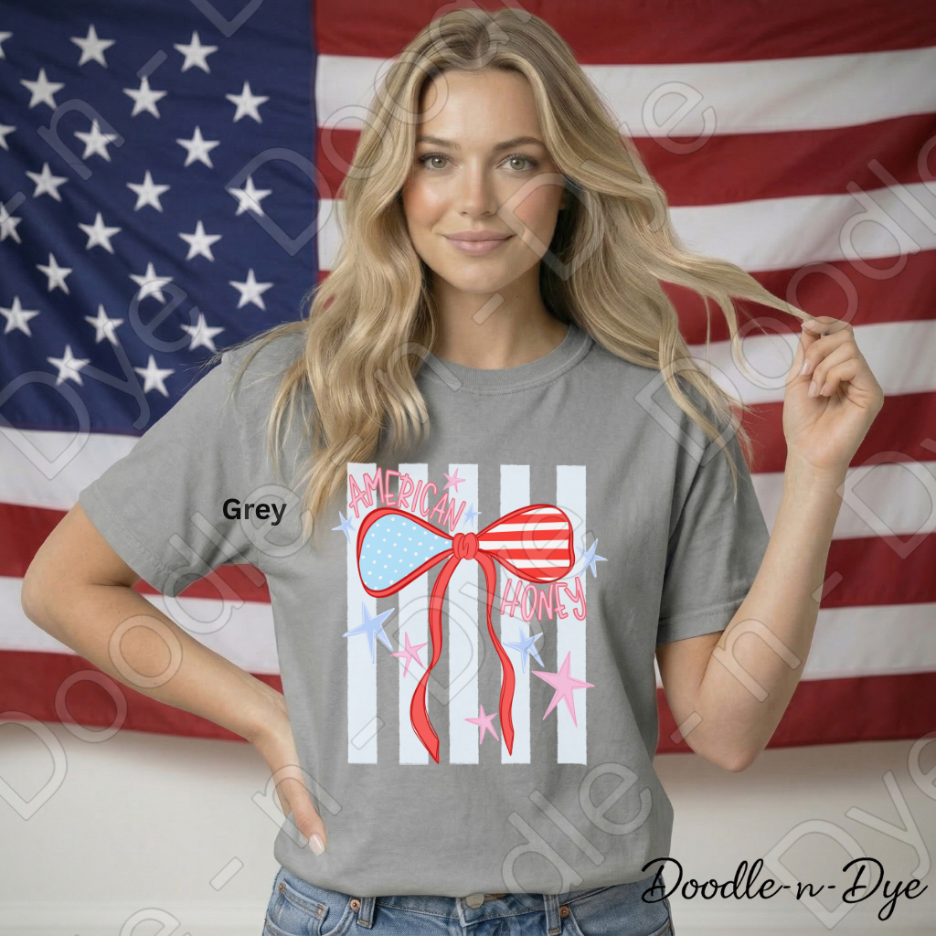 American Honey Patriotic Shirt – Comfort Colors USA Graphic Tee for Summer, 4th of July, Country Concerts & Americana Outfits