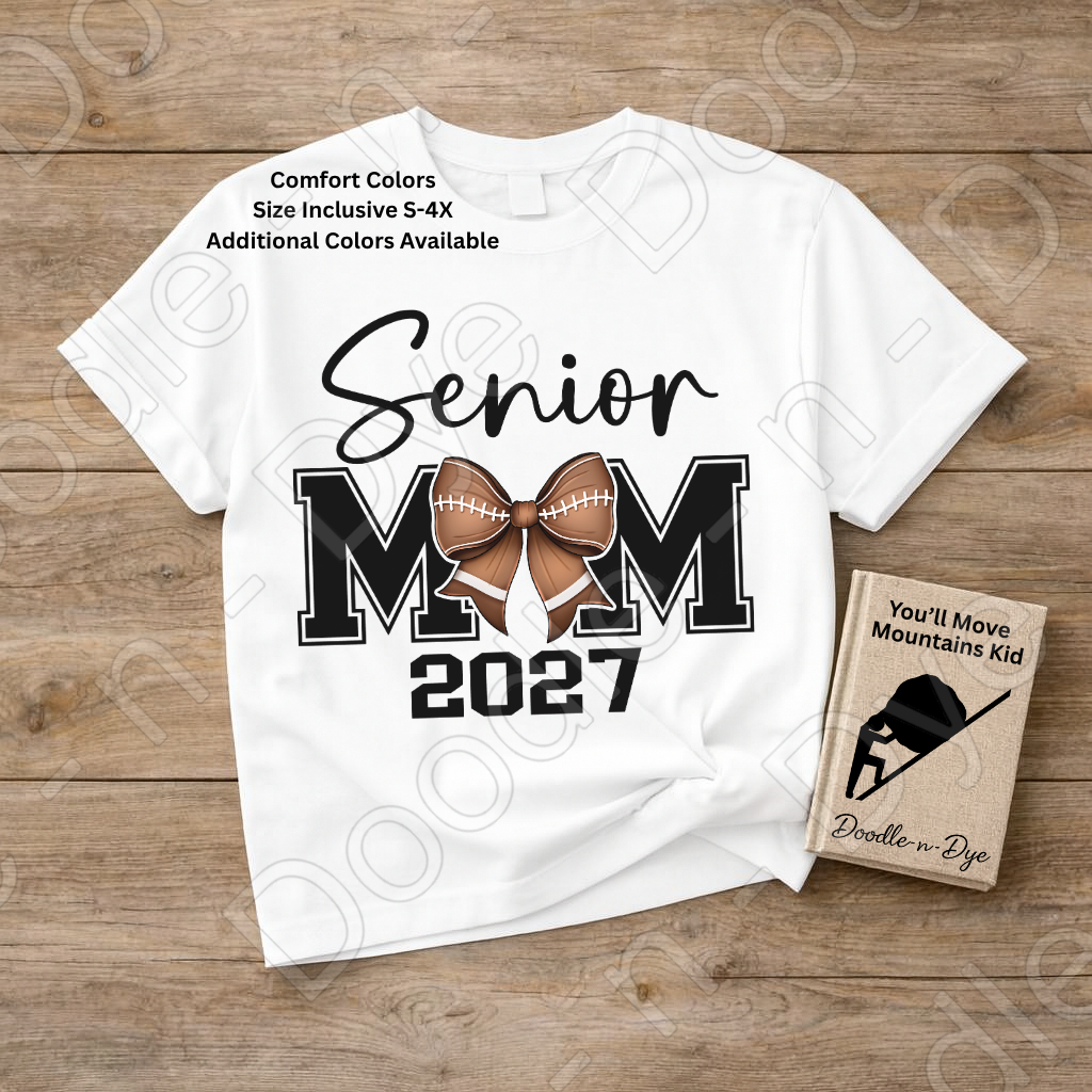 Senior 2027 Mom Comfort Colors Tee, Senior Mom Football Shirt, Class of 2027 Football Mom Tee, Graduation Mom Shirt