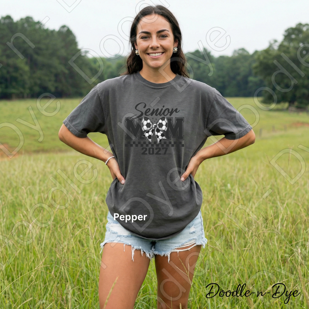 Senior 2027 Comfort Colors Tee, Class of 2027 Soccer Mom Shirt, Graduation 2027 Mom Tee