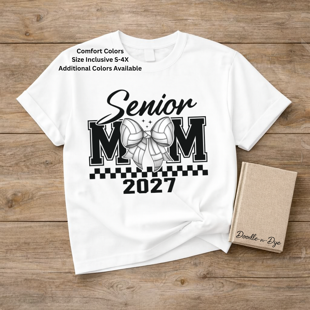 Senior 2027 Mom Comfort Colors Tee, Volleyball Senior Mom T-Shirt, Senior 2027 Graduation Shirt,