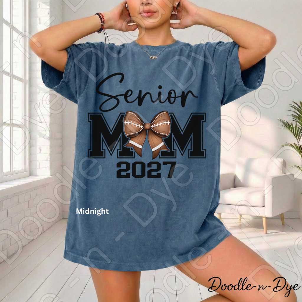 Senior 2027 Mom Comfort Colors Tee, Senior Mom Football Shirt, Class of 2027 Football Mom Tee, Graduation Mom Shirt