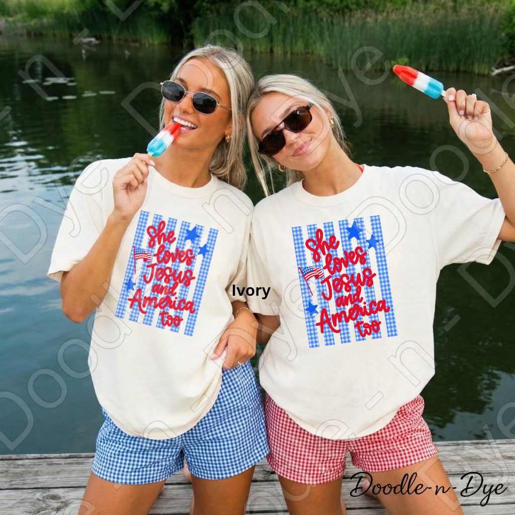 Patriotic Faith Comfort Colors Tee, She Loves Jesus & America Too Shirt, July 4th 250 Celebration Tee, Vintage USA Shirt