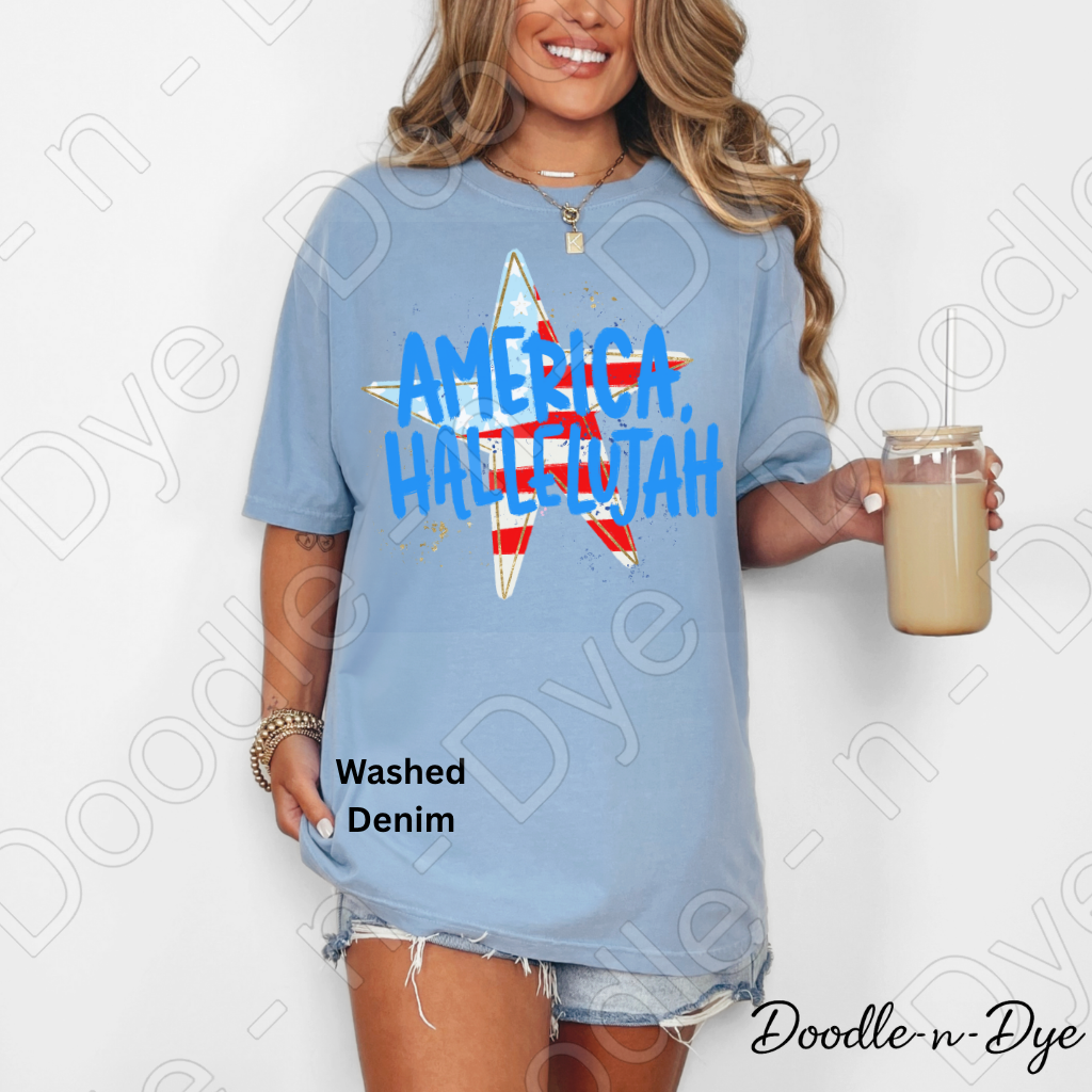America Hallelujah Patriotic Shirt – Comfort Colors USA Tee for 4th of July, Summer, Faith & Freedom Outfits