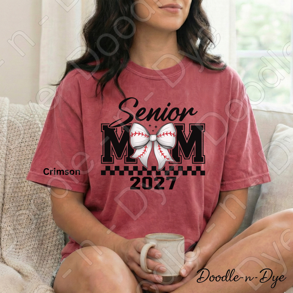 Senior Mom Baseball Comfort Colors Tee, Graduation Mom Shirt, Class of 2027 Mom T-Shirt