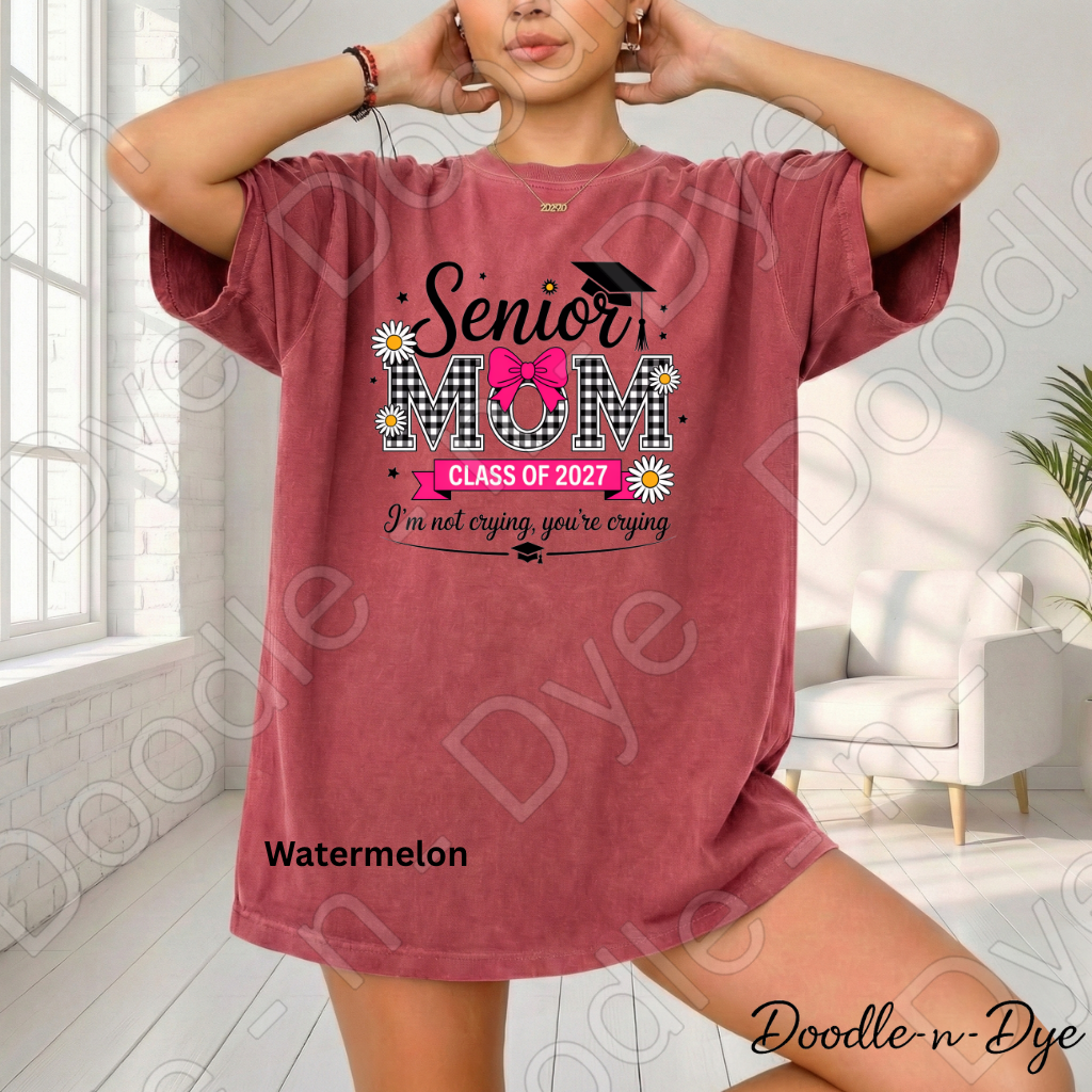 Senior Mom Comfort Colors Tee, Class of 2027 Mom Shirt, Mom Life Graduation T-Shirt, Gift for Her