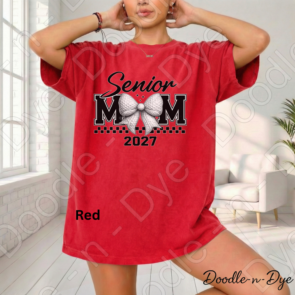Senior Golf Mom Comfort Colors Tee, Class of 2027 Golf Mom Shirt, Graduation Mom T-Shirt