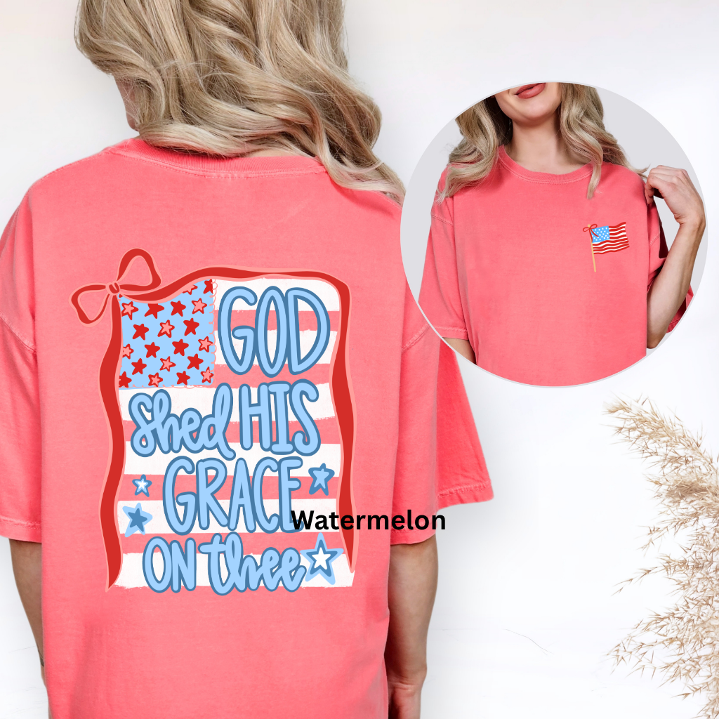 God Shed His Grace On Thee Shirt, Patriotic Christian Shirt, Faith Based Fourth of July Tee, Comfort Colors Christian Shirt, America Faith Shirt, Patriotic Tee