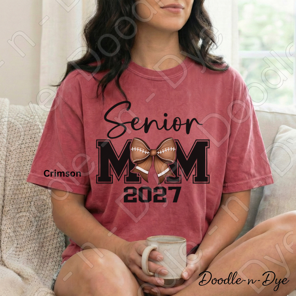 Senior 2027 Mom Comfort Colors Tee, Senior Mom Football Shirt, Class of 2027 Football Mom Tee, Graduation Mom Shirt
