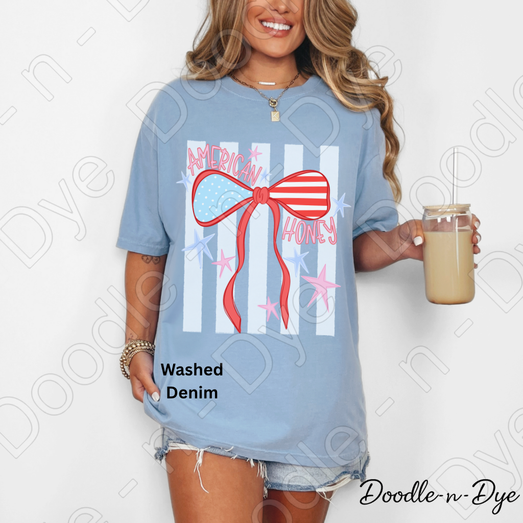 American Honey Patriotic Shirt – Comfort Colors USA Graphic Tee for Summer, 4th of July, Country Concerts & Americana Outfits