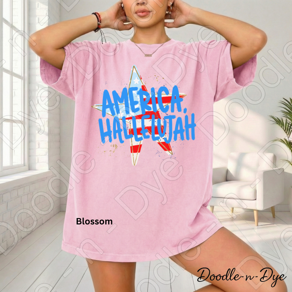America Hallelujah Patriotic Shirt – Comfort Colors USA Tee for 4th of July, Summer, Faith & Freedom Outfits