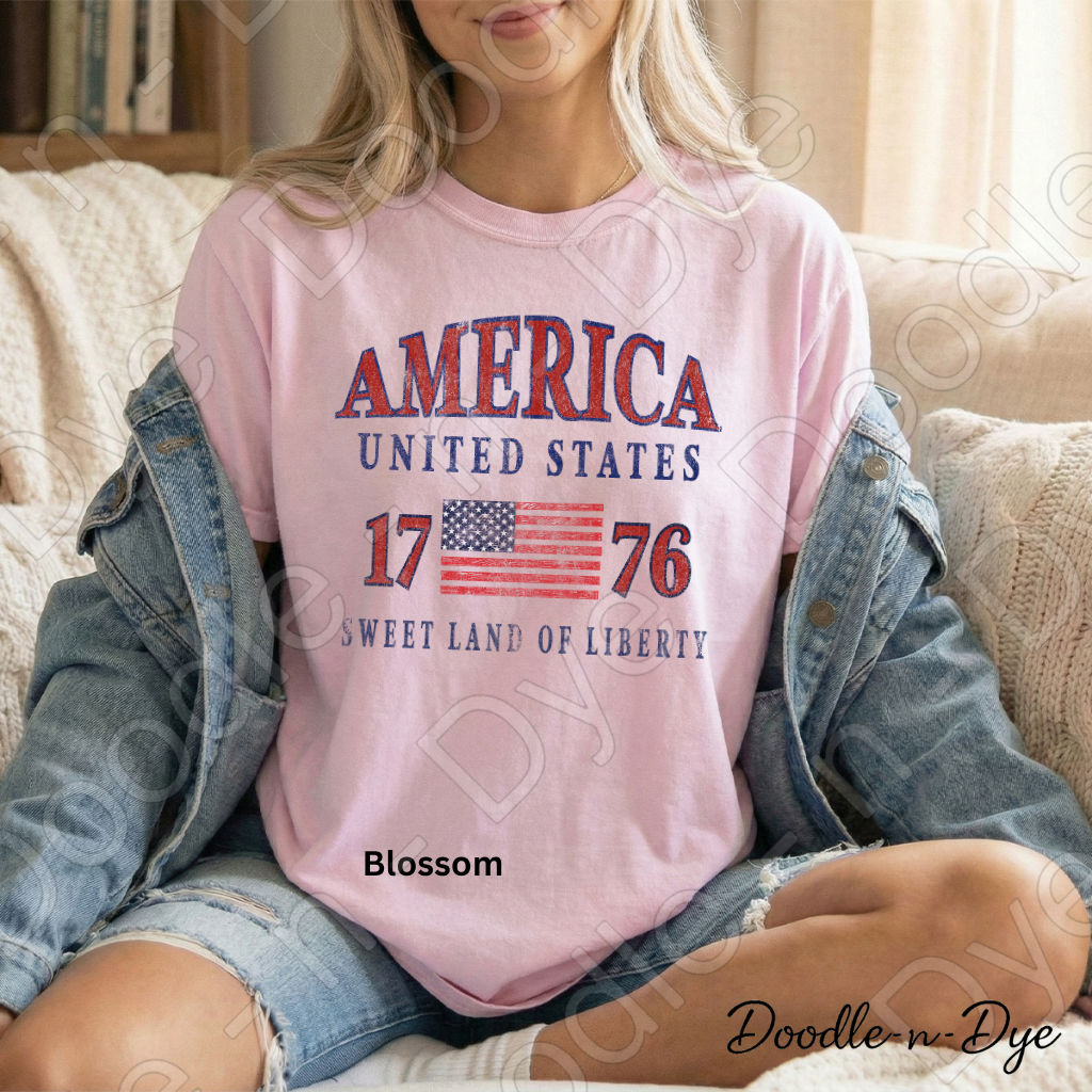 America 1776 Sweet Land of Liberty Shirt – Comfort Colors Patriotic USA Tee for 4th of July, Summer Events, Parades & Americana Outfits
