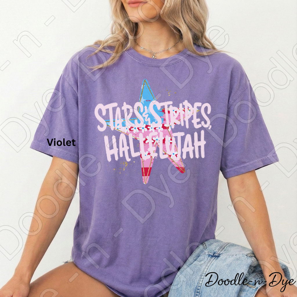 Stars Stripes Hallelujah Patriotic Shirt – Comfort Colors USA Graphic Tee for 4th of July, Summer, Faith & Americana Outfits