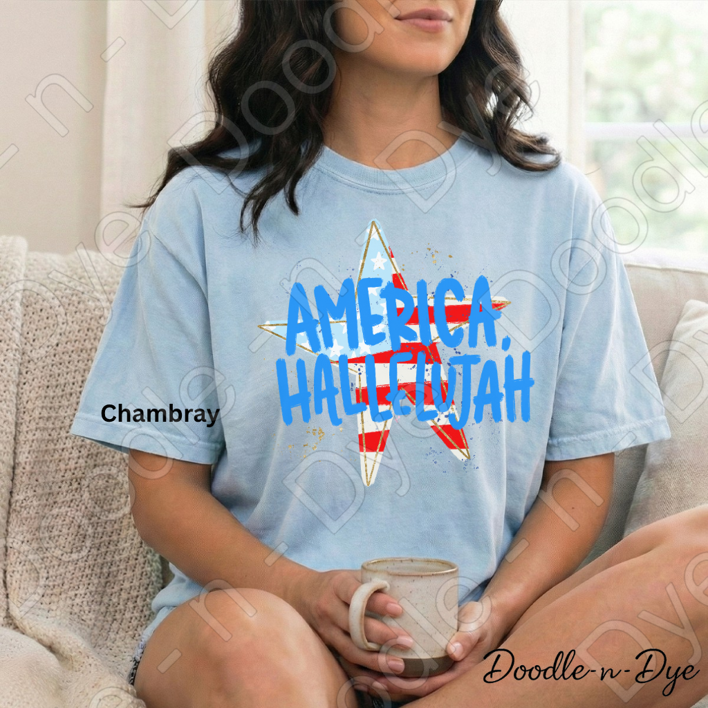 America Hallelujah Patriotic Shirt – Comfort Colors USA Tee for 4th of July, Summer, Faith & Freedom Outfits