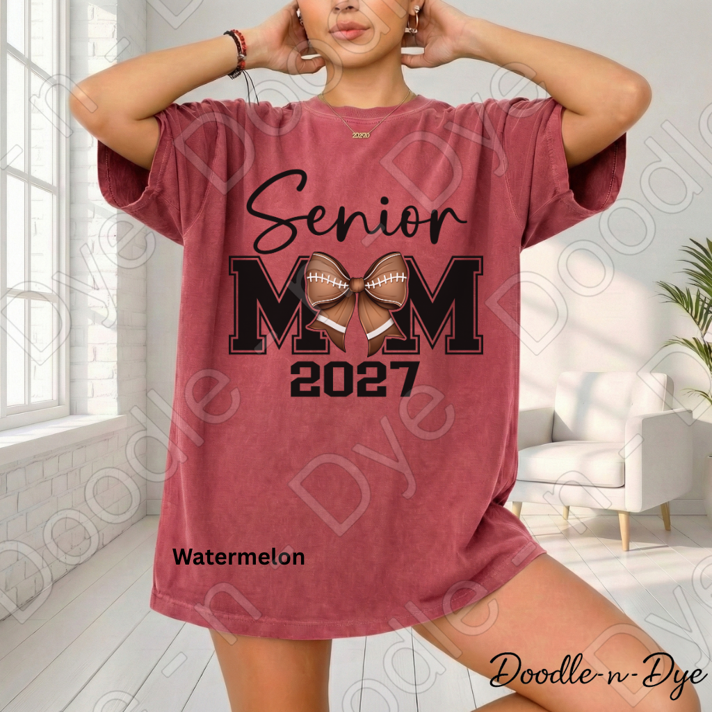 Senior 2027 Mom Comfort Colors Tee, Senior Mom Football Shirt, Class of 2027 Football Mom Tee, Graduation Mom Shirt