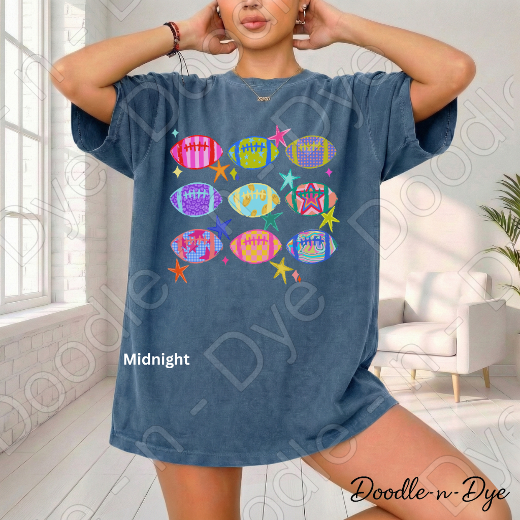 Colorful Football Shirt | Retro Game Day Comfort Colors Tee | Football Lover Graphic Shirt | Women's Football Season Tee | Comfort Colors Fall Football Tee