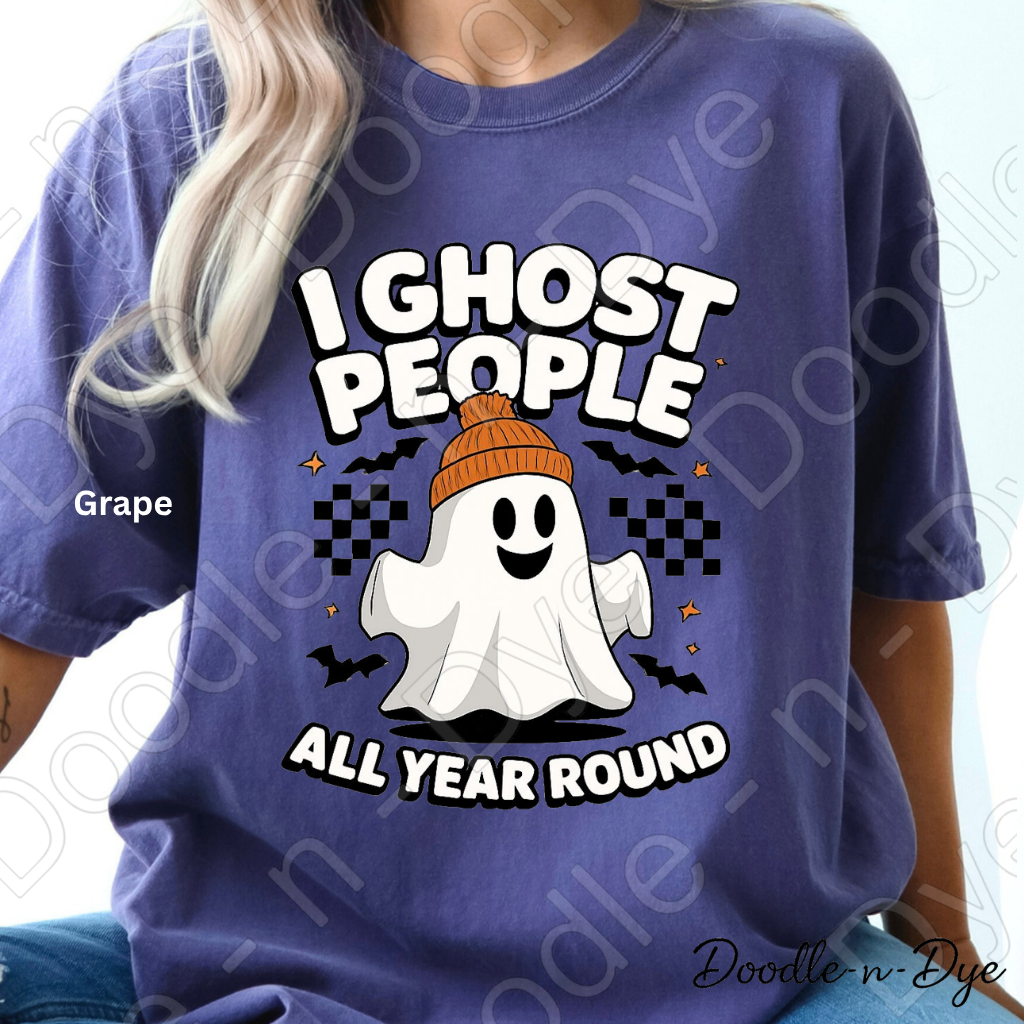 I Ghost People All Year Round Shirt, Funny Ghost Halloween Tee, Comfort Colors Ghost Shirt, Introvert Humor Shirt, Cute Spooky Season Tee, Ghost Lover Gift