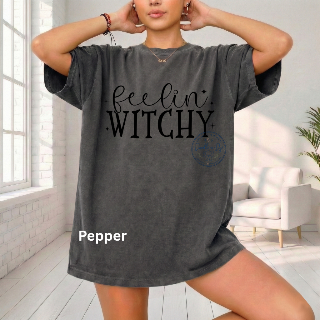 Feelin' Witchy Shirt | Comfort Colors® 1717 Halloween T-Shirt | Cute Fall Witch Graphic Tee | Spooky Season Shirt | Boutique Halloween Tee