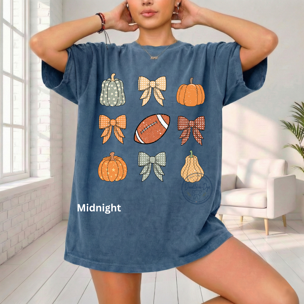 Football & Pumpkins Shirt | Comfort Colors® 1717 Fall Football T-Shirt | Cute Game Day Pumpkin Tee | Coquette Football Shirt | Fall Graphic Tee