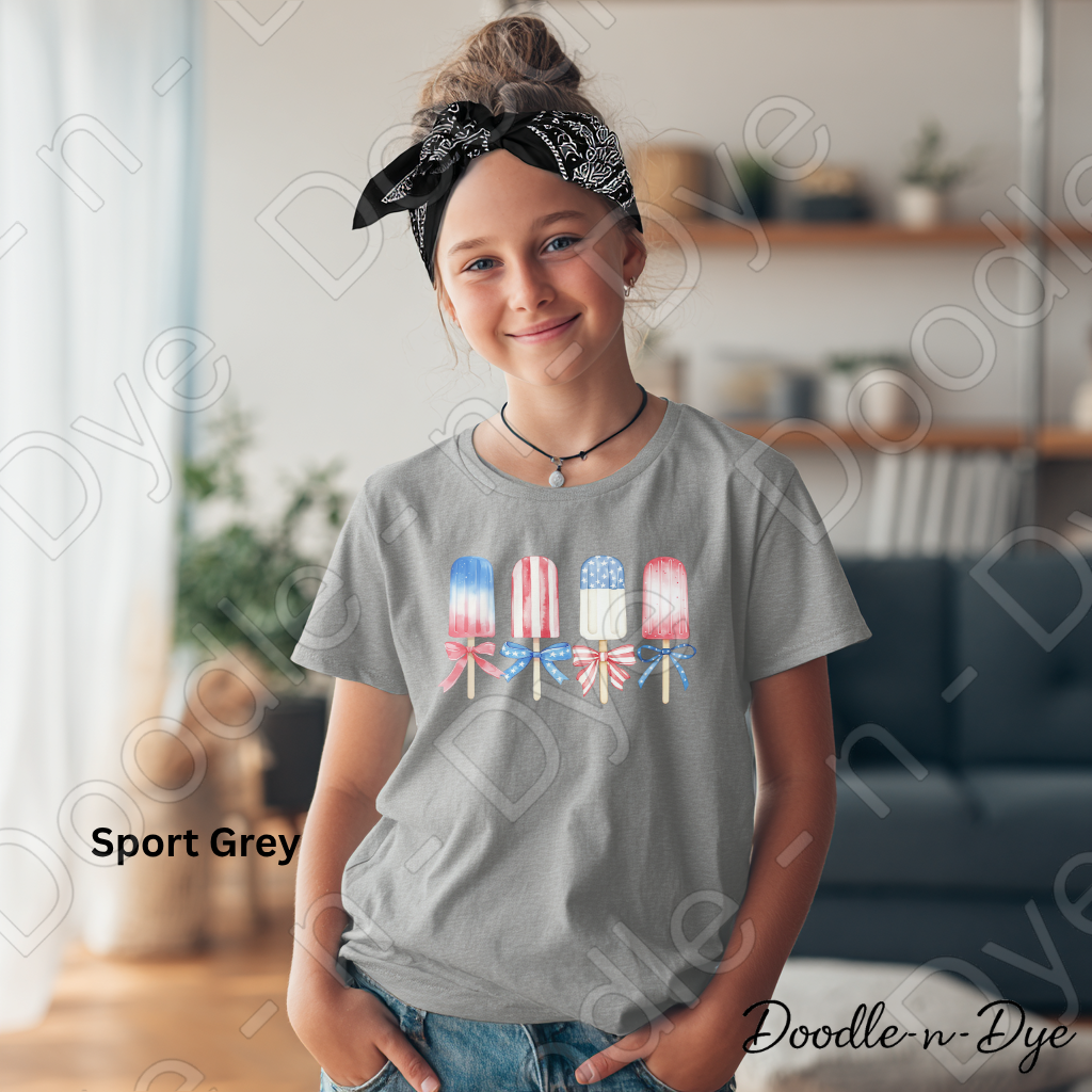Youth Patriotic Popsicle Shirt – Red White Blue Summer Tee - July 4th T-Shirt