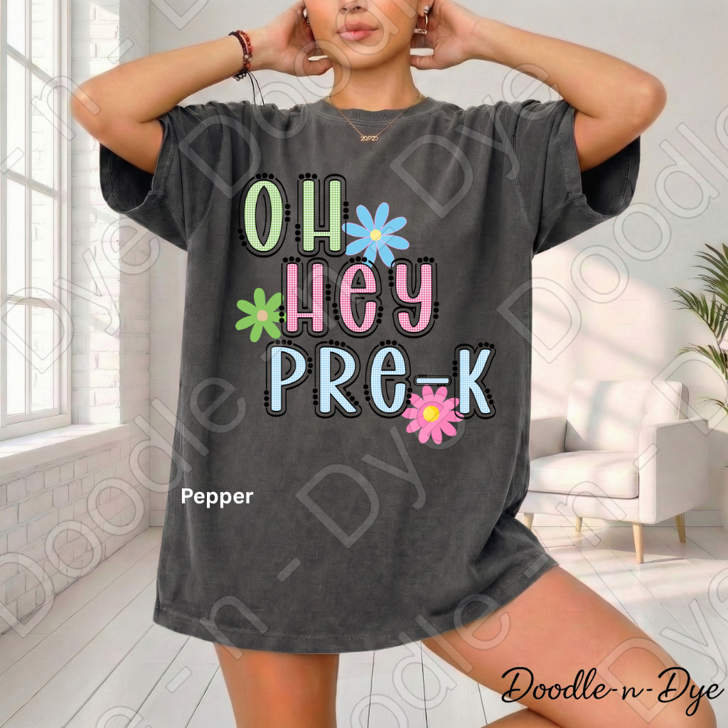 Pre-K Teacher Shirt, Pre-K Comfort Colors Teacher Tee, Doodle-n-Dye Original Design, Grade Level Pre-K Teacher Shirt, Preschool Teacher Gift, Back to School Teacher Tee
