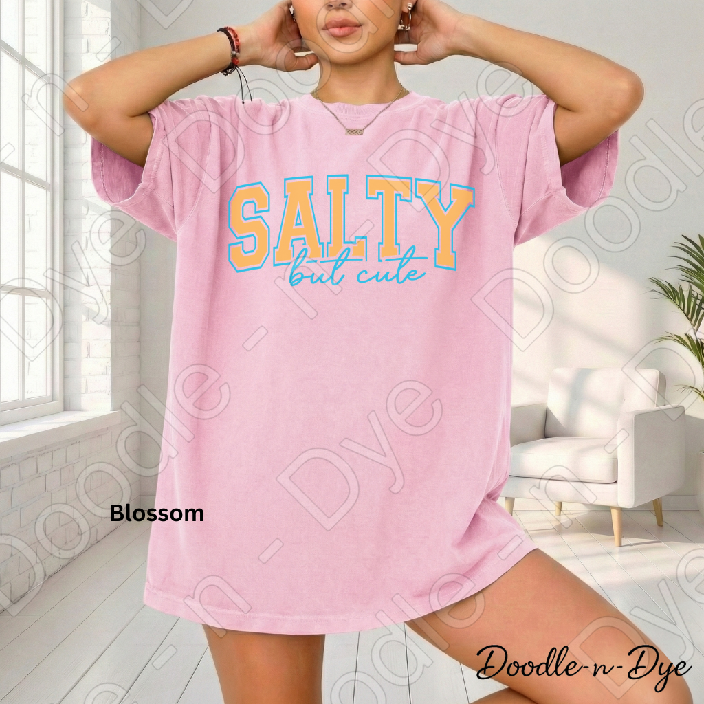 Salty But Cute Shirt – Bright Comfort Colors Summer Tee - Beach Vacation T-Shirt