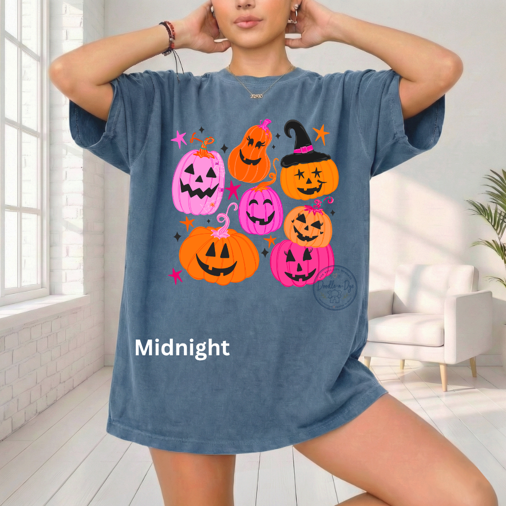 Cute Halloween Pumpkin Shirt | Comfort Colors® 1717 Jack O Lantern T-Shirt | Fall Colorful Pumpkin Graphic Tee | Spooky Season Shirt