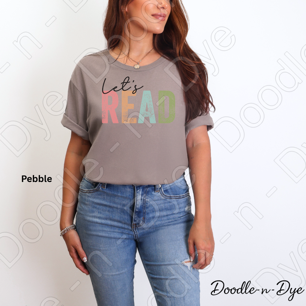 Let’s Read Teacher Shirt – Bella + Canvas Book Tee - Bookish Reading T-Shirt - Cozy Season Shirt