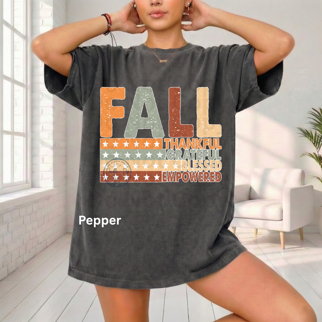 Fall Thankful Grateful Blessed Shirt | Autumn Graphic Tee | Thanksgiving Empowerment Shirt | Comfort Colors® 1717 Fall T-Shirt | Inspirational Fall Tee