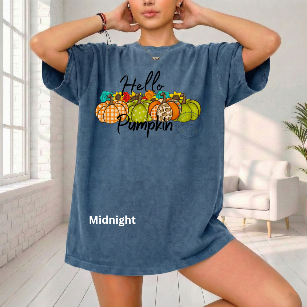 Hello Pumpkin Shirt | Original Fall Pumpkin Tee | Comfort Colors® 1717 Autumn Graphic Shirt | Cute Boutique Pumpkin Patch Tee