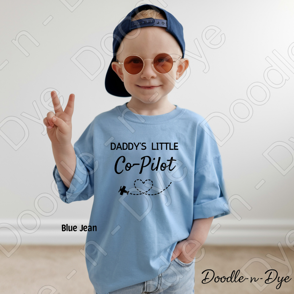 Youth Daddy's Little Co-Pilot Comfort Colors Tee, Father's Day Kids Shirt, Happy Father's Day Shirt, Daddy's Co Pilot Tee
