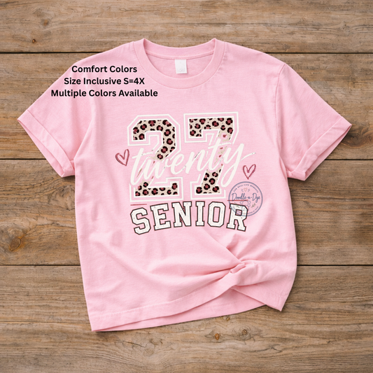 Senior 2027 Cheetah Print Shirt | Class of 2027 Comfort Colors® T-Shirt | Pink Senior Year Tee | Cute Graduation Shirt | Senior Gift for Her