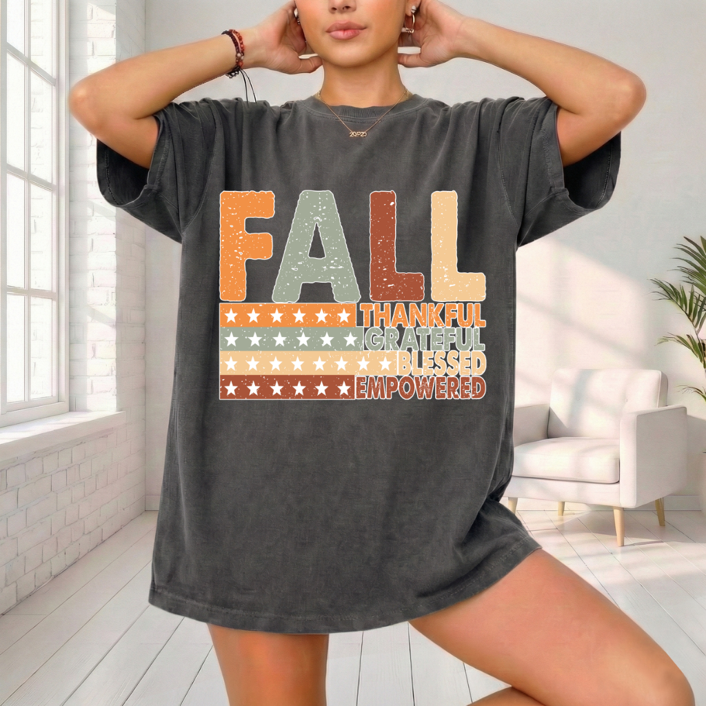 Fall Thankful Grateful Blessed Shirt | Autumn Graphic Tee | Thanksgiving Empowerment Shirt | Comfort Colors® 1717 Fall T-Shirt | Inspirational Fall Tee