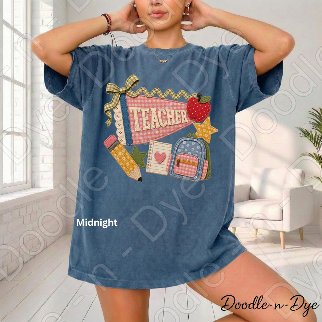 Vintage Teacher Shirt | Back to School Comfort Colors Tee | Retro Patchwork Teacher Graphic Tee | Cute Teacher Gift | Comfort Colors 1717
