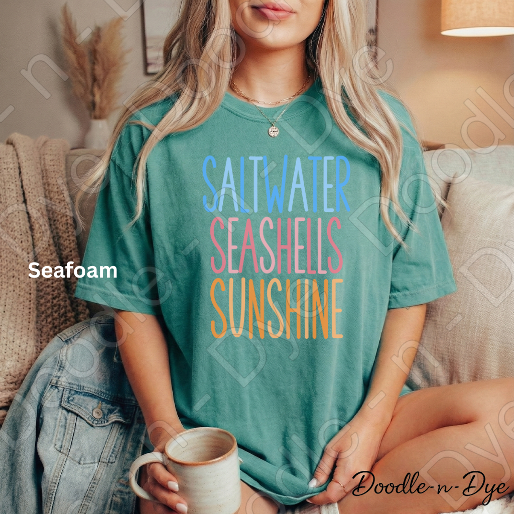 Saltwater Seashells Sunshine Shirt – Comfort Colors Beach Tee - Matching Family Tees