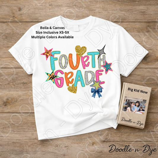 Fourth Grade Teacher Bella & Canvas Tee, Back to School Teacher & Student Tee, Meet‑the‑Teacher & Classroom Photos, Beginning of School Fourth Grade Teacher Shirt, Grade Level Gift for Teacher