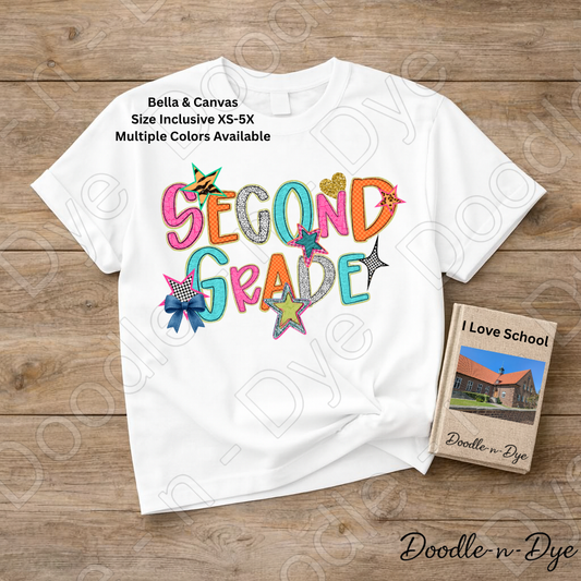 Second Grade Teacher Bella & Canvas Tee, Back to School Teacher & Student Tee, Meet‑the‑Teacher & Classroom Photos, Beginning of School Second Grade Teacher Shirt, Grade Level Gift for Teacher
