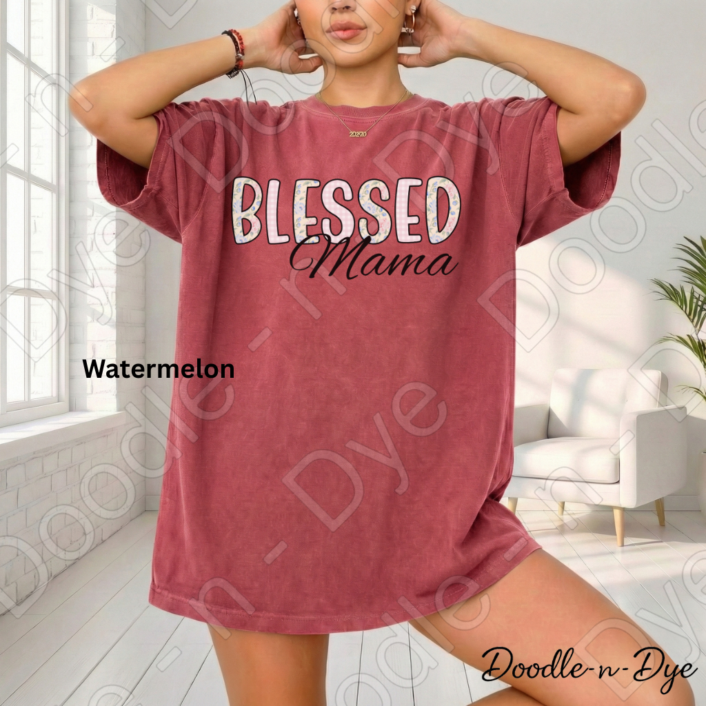 Blessed Mama Shirt – Comfort Colors 1717 Floral Mom Tee - Mother's Day Gift
