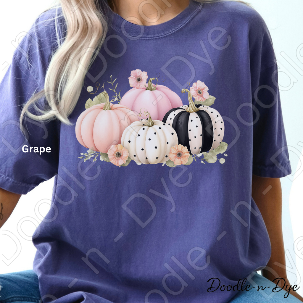 Shabby Chic Pumpkin Shirt, Pink Pumpkin Farmhouse Tee, Comfort Colors Fall Shirt, Cottagecore Pumpkin Shirt, Floral Autumn Graphic Tee