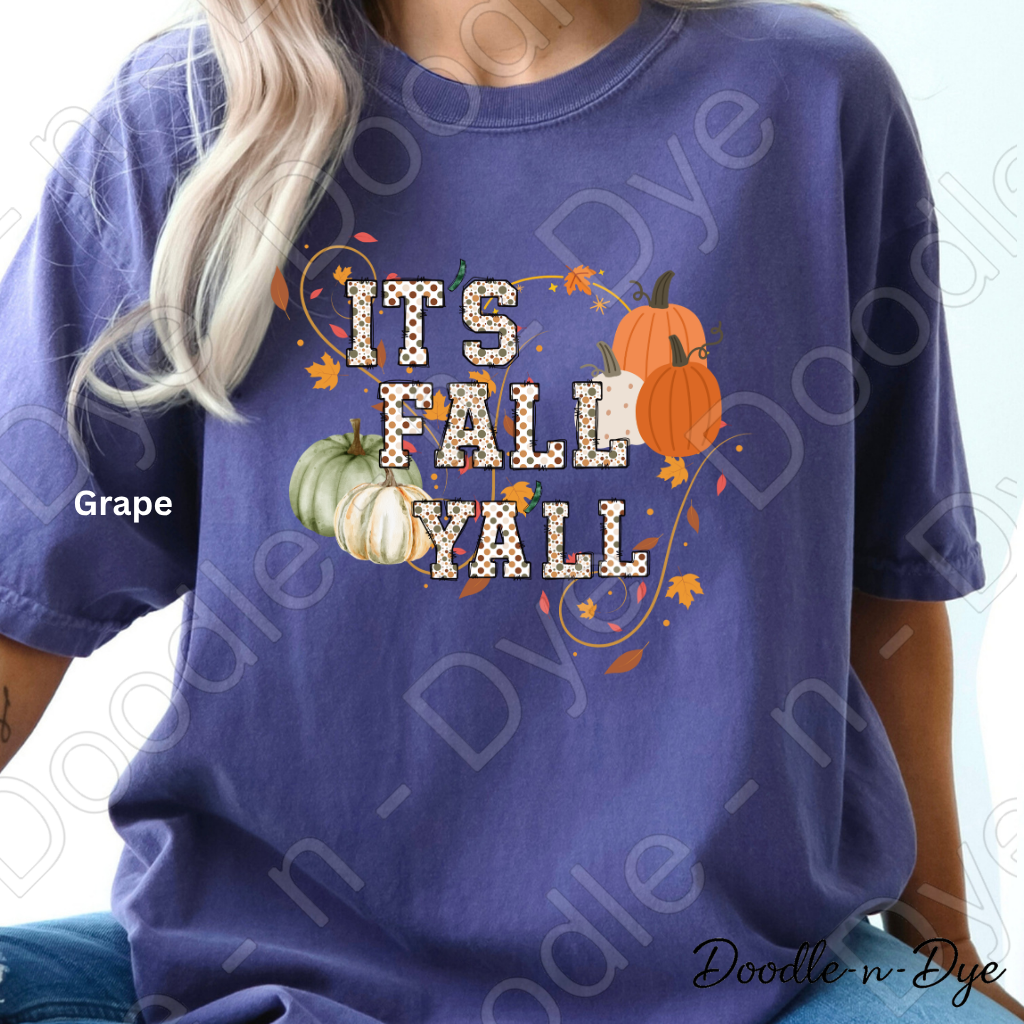 It's Fall Y'all Shirt, Doodle-n-Dye Original, Comfort Colors Fall Tee, Pumpkin Autumn Shirt, Farmhouse Fall Graphic Tee
