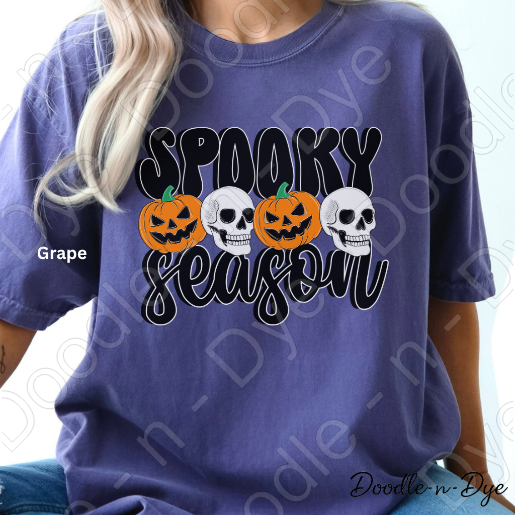 Spooky Season Shirt, Halloween Pumpkin Skull Tee, Comfort Colors Halloween Shirt, Cute Spooky Fall Graphic Tee, October Pumpkin Shirt