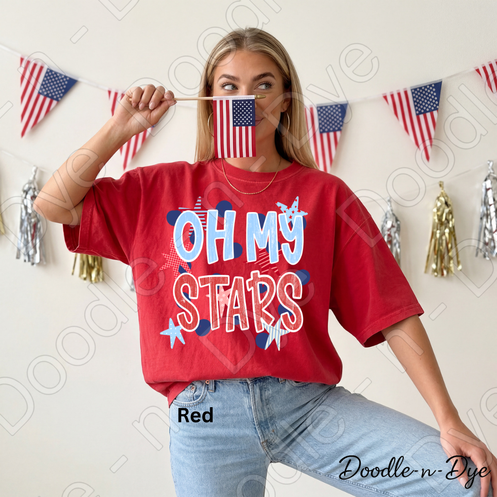 Oh My Stars Patriotic Shirt – Comfort Colors Red White & Blue Tee for 4th of July, Summer Events, Parades & Americana Outfits, 250th Anniversary Tee