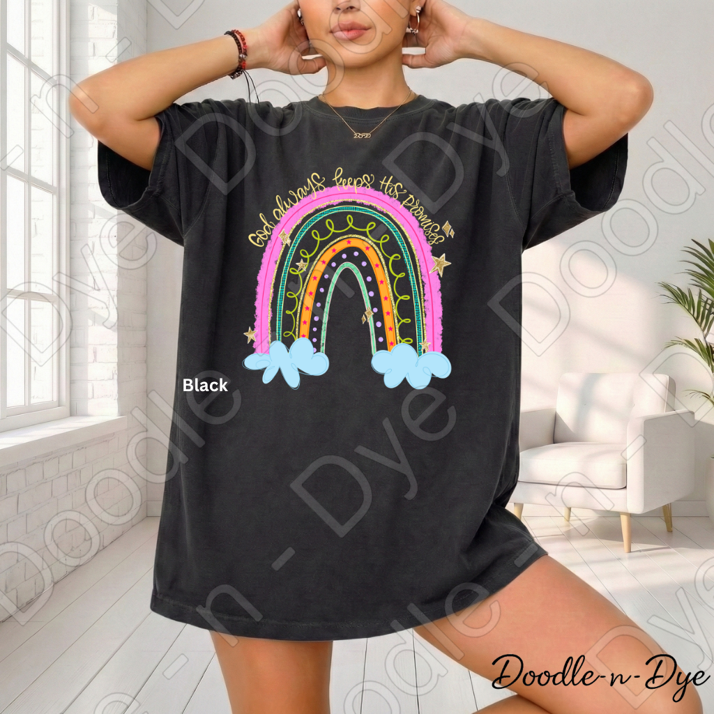 God Always Keeps His Promises Shirt, Christian Rainbow Tee, Faith Comfort Colors Shirt, Inspirational Bible Verse Tee, Christian Gift for Women
