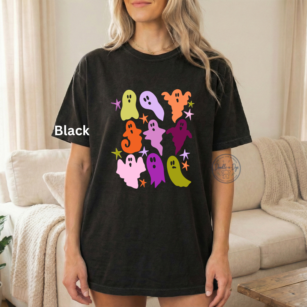 Cute Colorful Ghost Shirt | Comfort Colors® Halloween T-Shirt | Fall Spooky Season Ghost Tee | Pastel Halloween Shirt | Cute Ghost Graphic Tee