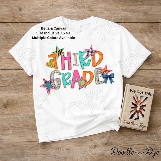 Third Grade Teacher Bella & Canvas Tee, Back to School Teacher & Student Tee, Meet‑the‑Teacher & Classroom Photos, Beginning of School Third Grade Teacher Shirt, Grade Level Gift for Teacher