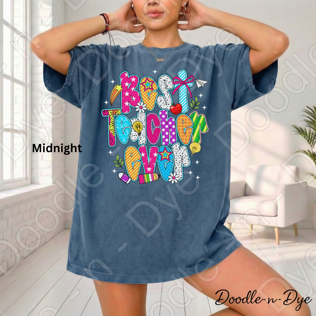 Best Teacher Ever Shirt – Comfort Colors 1717 Colorful Teacher Tee - Teacher Appreciation T-Shirt