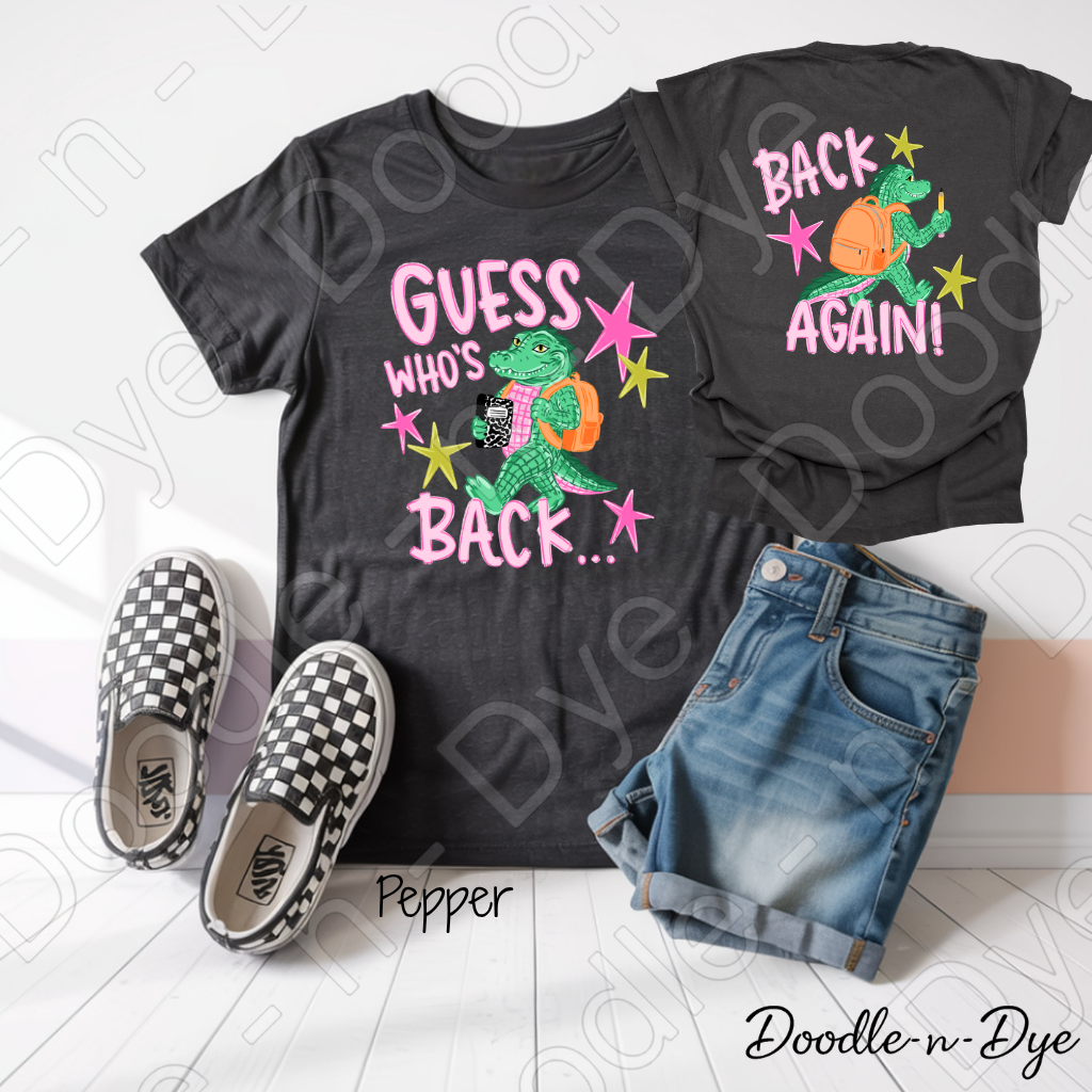 Kids Back to School Comfort Colors Tee, Guess Who’s Back Kids Back Again Shirt, First Day of School Shirt for Girls, First Day of School Photo Outfit, Fun Alligator Back‑Again Shirt
