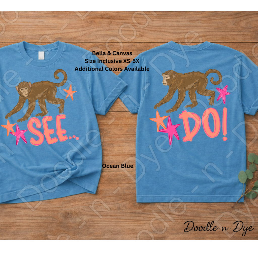 Monkey See Monkey Do Teacher Tee, Bella & Canvas Funny Shirt, Vintage Dad Joke T-Shirt, Monkey Design Tee