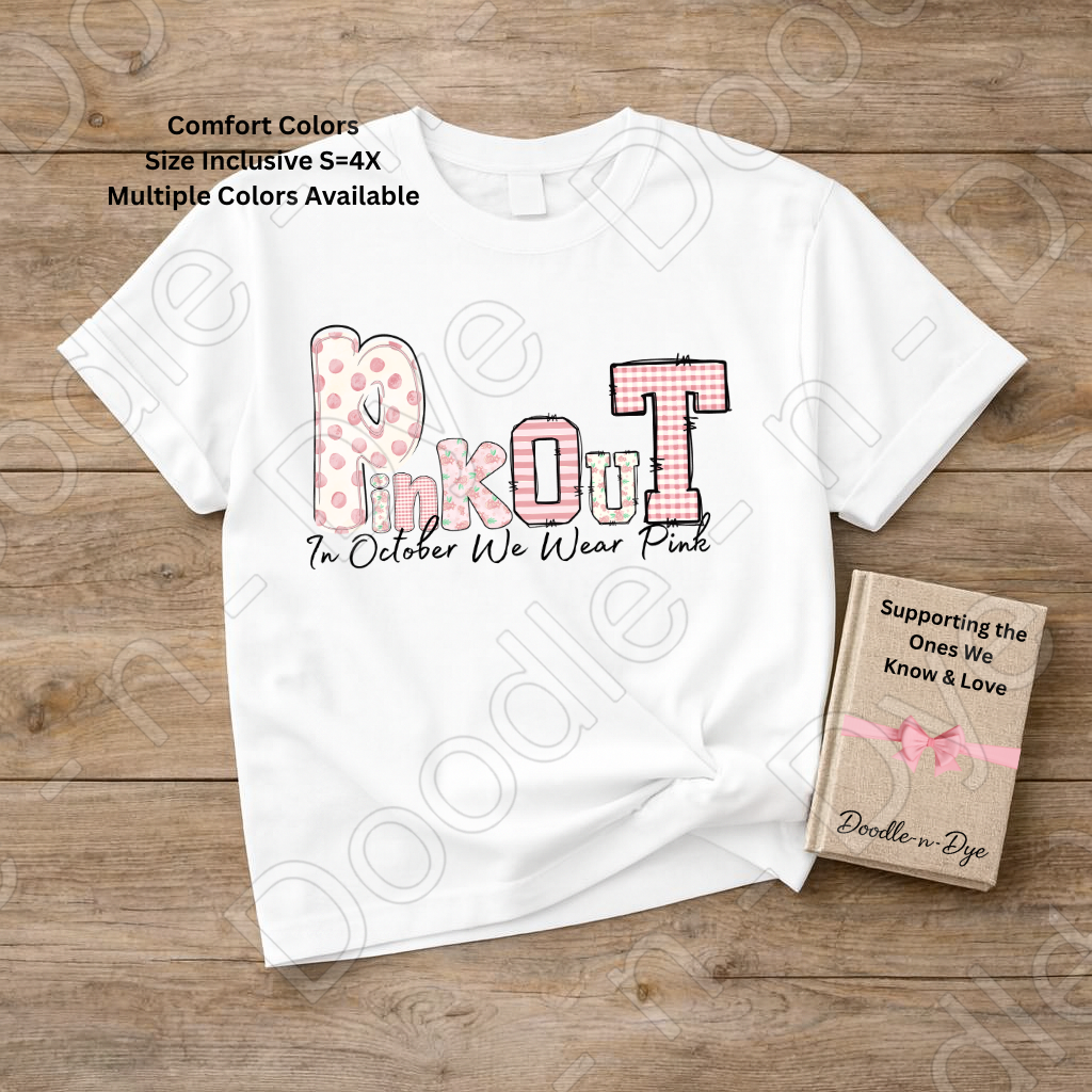 Pink Out – In October We Wear Pink | Original Breast Cancer Awareness Comfort Colors® T-Shirt | Pink Ribbon Survivor Support Tee