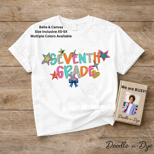 Seventh Grade Teacher Bella & Canvas Tee, Back to School Teacher & Student Tee, Meet‑the‑Teacher & Classroom Photos, Beginning of School Seventh Grade Teacher Shirt, Grade Level Gift for Teacher