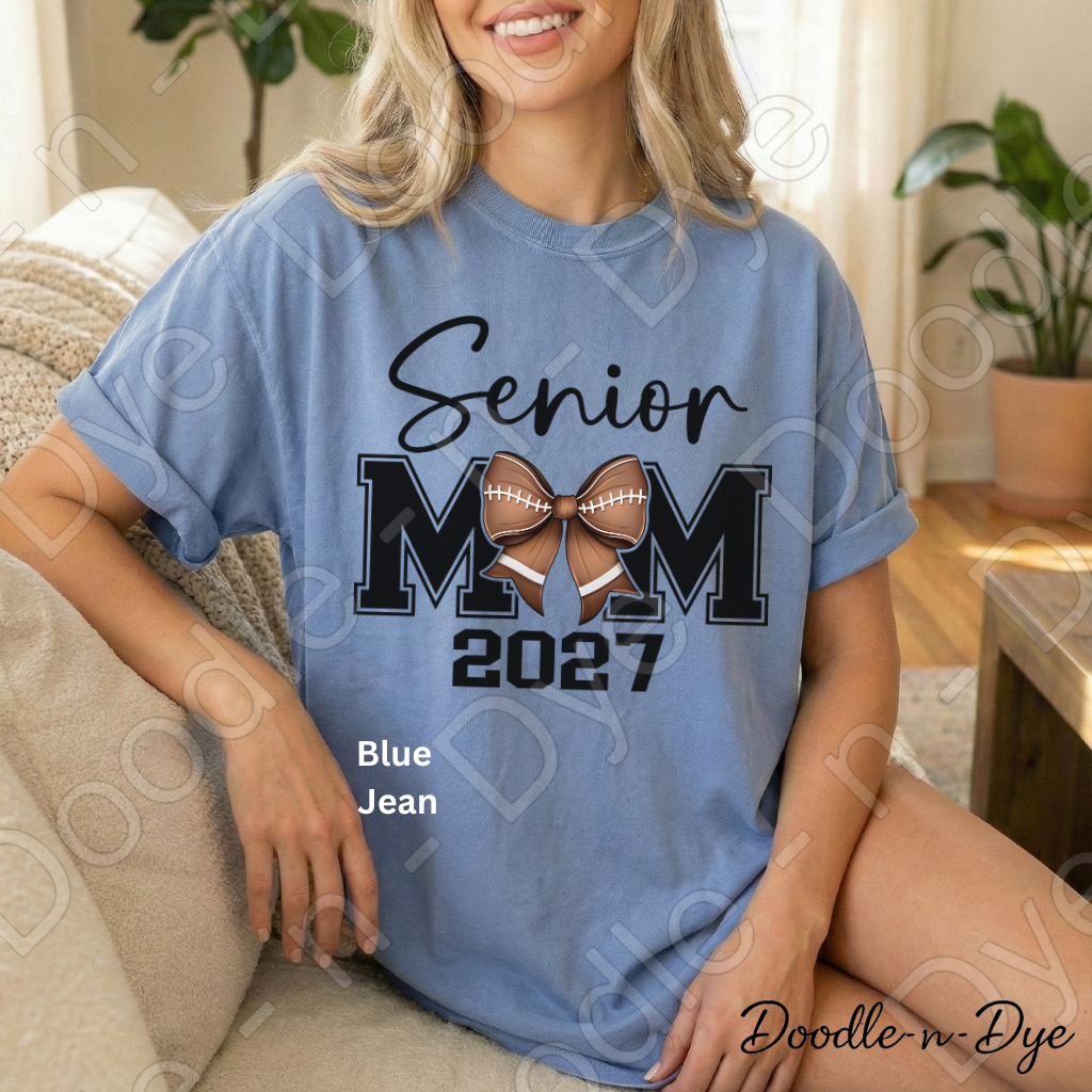 Senior 2027 Mom Comfort Colors Tee, Senior Mom Football Shirt, Class of 2027 Football Mom Tee, Graduation Mom Shirt